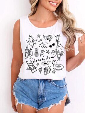 Beach Bum Tank Top 🌊🌴 | Island Vibe Summer Tank | Ocean Lover Graphic Top